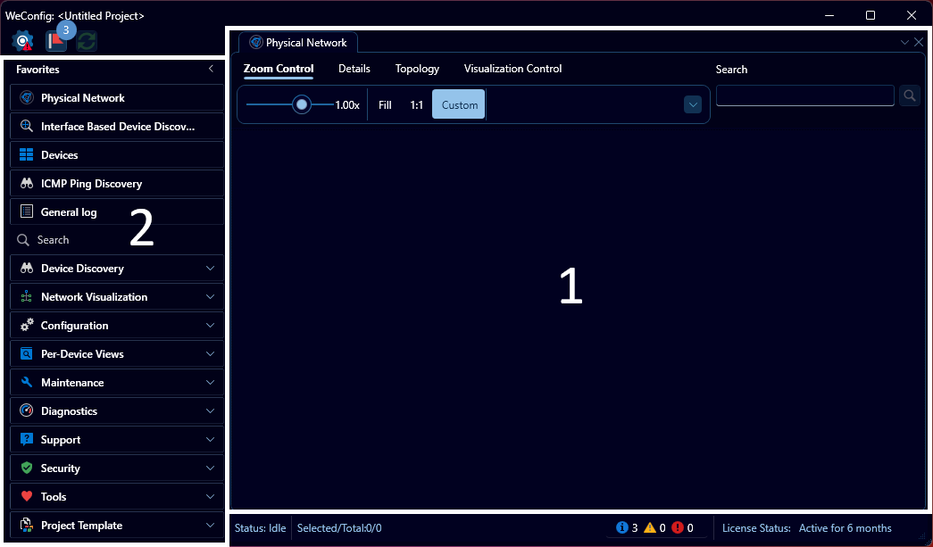 A section-divided image of the front interface of WeConfig