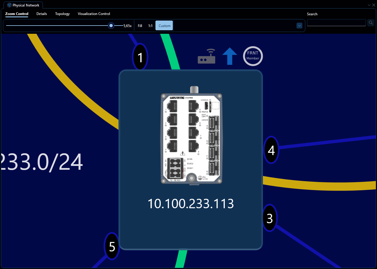 Depicted is an overview of a single unselected device in the topology panel