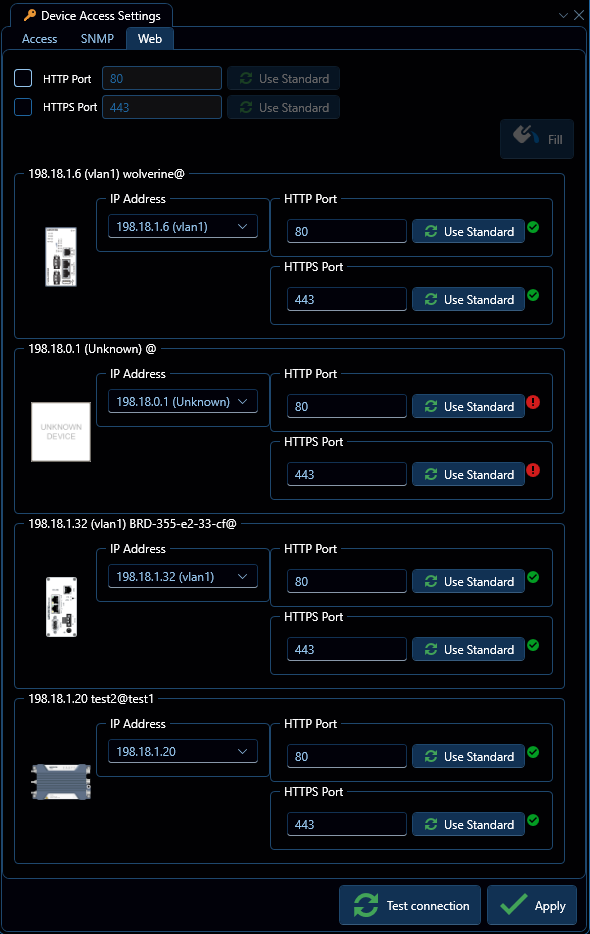 Depicted is the device access web settings