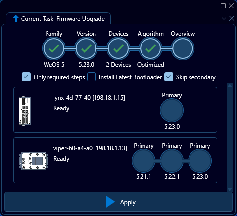 Depicted is an overview of the WeConfig firmware overview tab