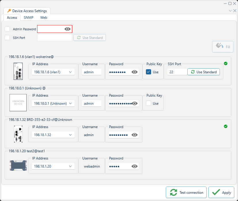 Depicted is the device access CLI settings